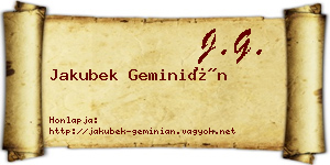 Jakubek Geminián névjegykártya